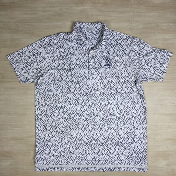 Peter Millar Angry Anglers Print TPC Deere Run Polo Golf Shirt Men's Size XL